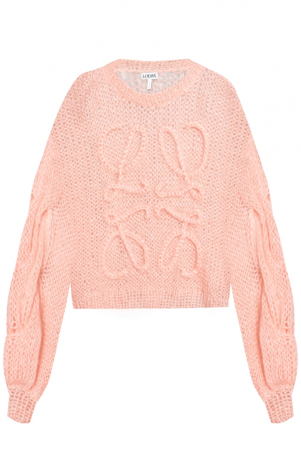 loewe fringed wool blend scarf - Pink Knitted sweater Loewe